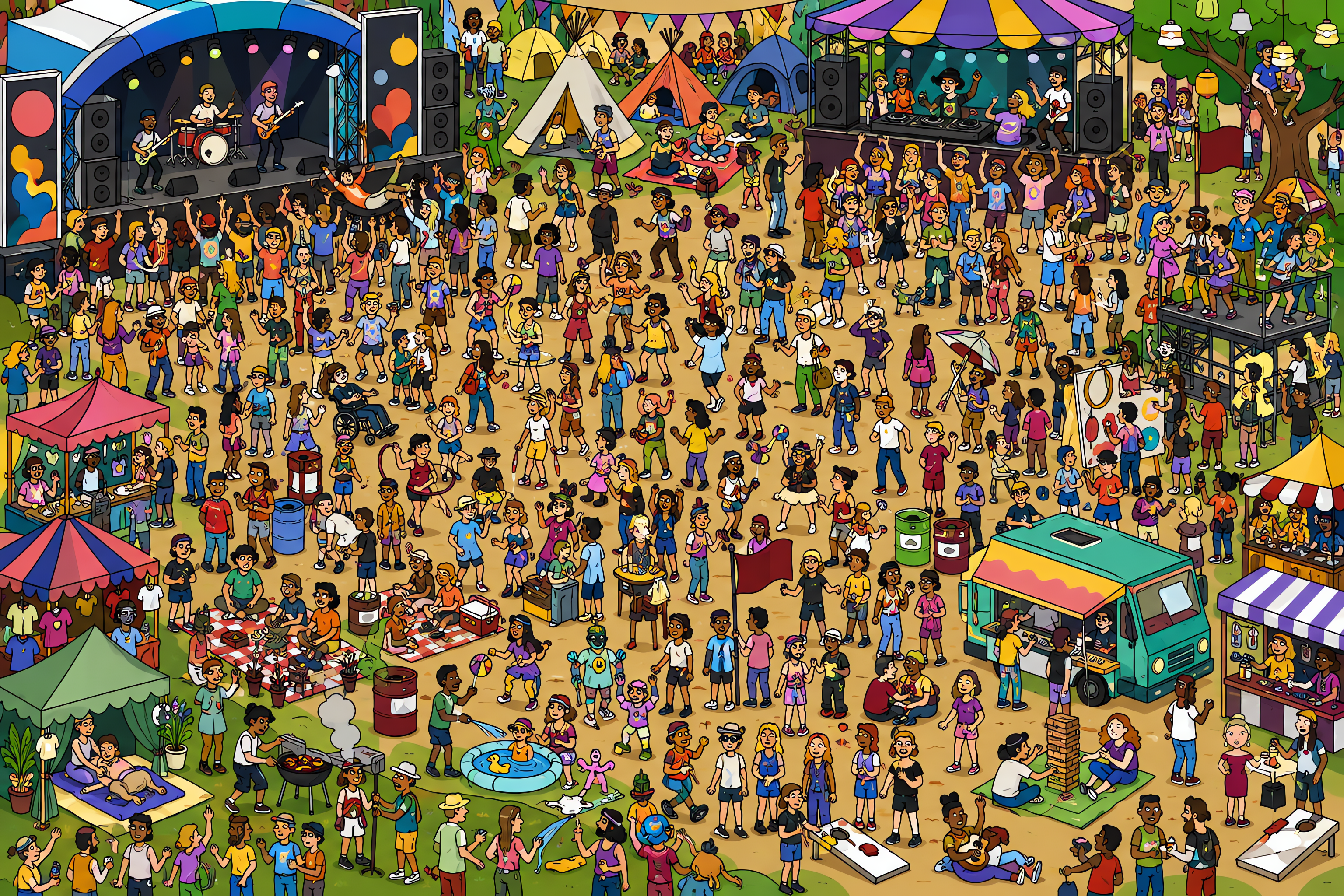 Illustrated crowd scene for Lady Gaga · Music festival
