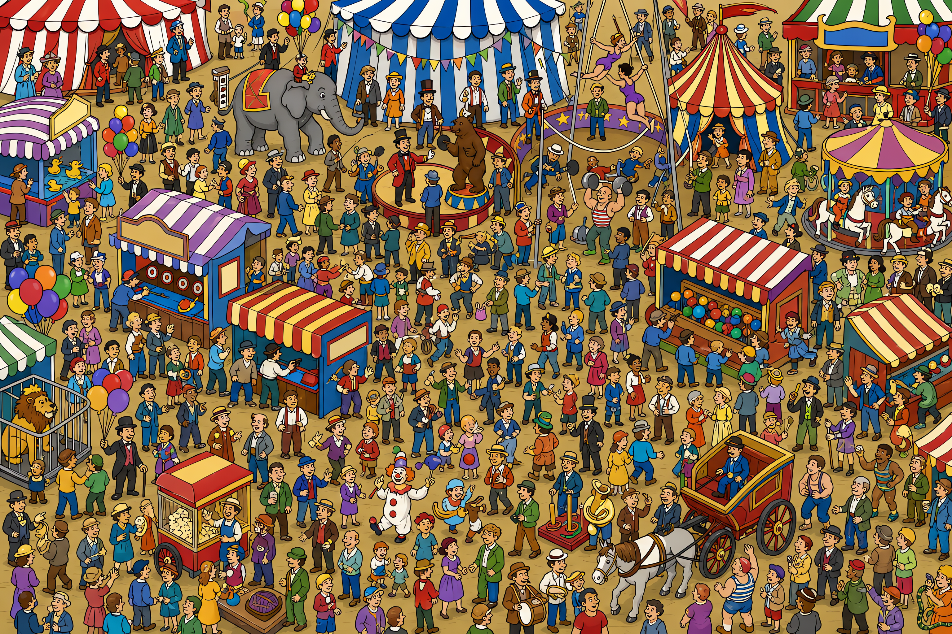Illustrated crowd scene for Chaplin · Circus · Variation 1