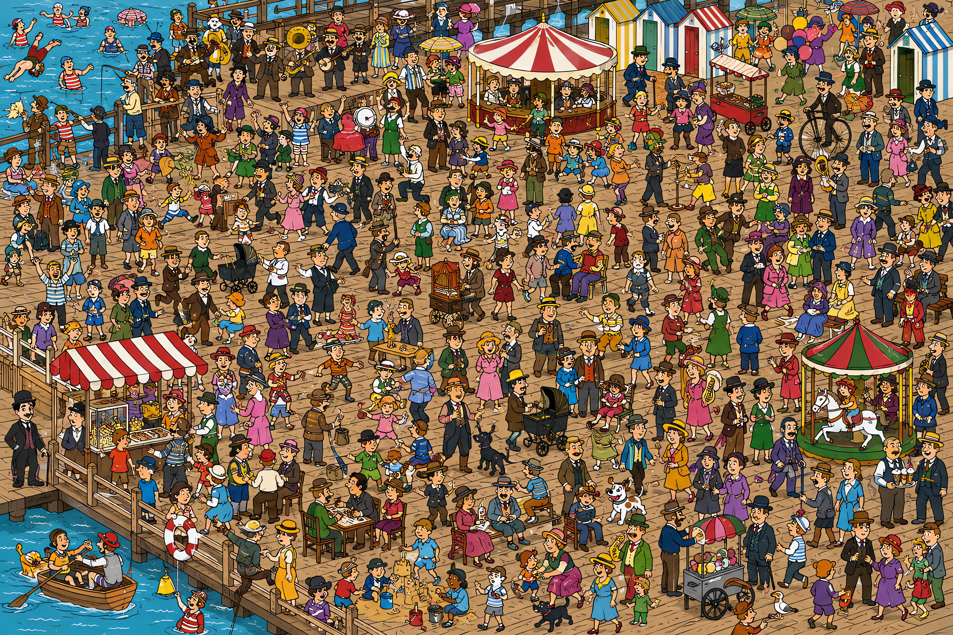Illustrated crowd scene for Chaplin · Boardwalk · Variation 7