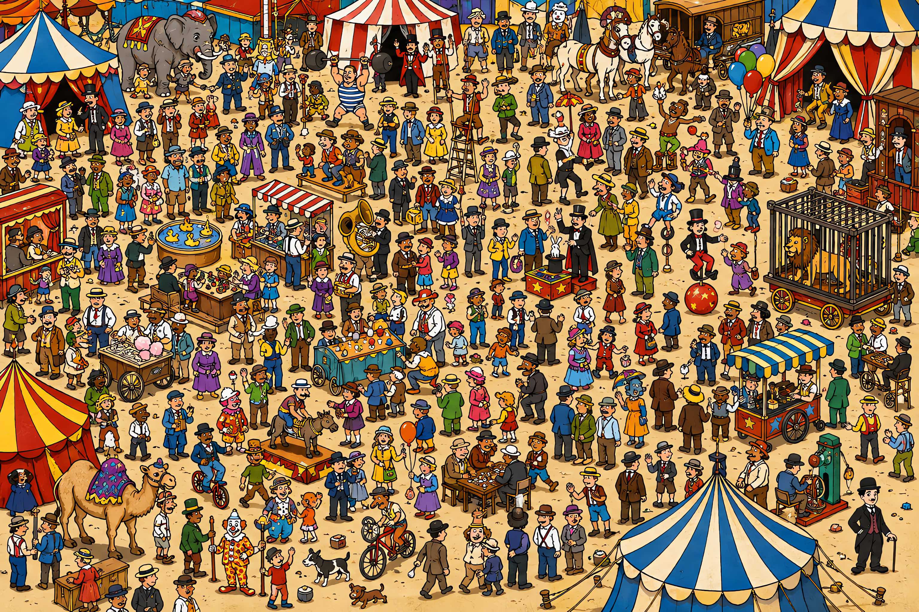 Illustrated crowd scene for Chaplin · Circus · Variation 3