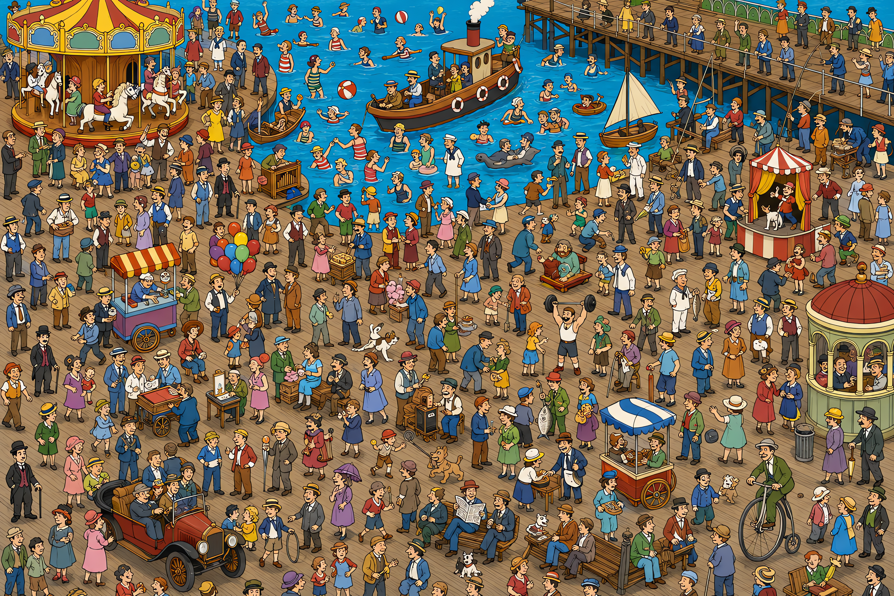 Illustrated crowd scene for Chaplin · Boardwalk · Variation 5