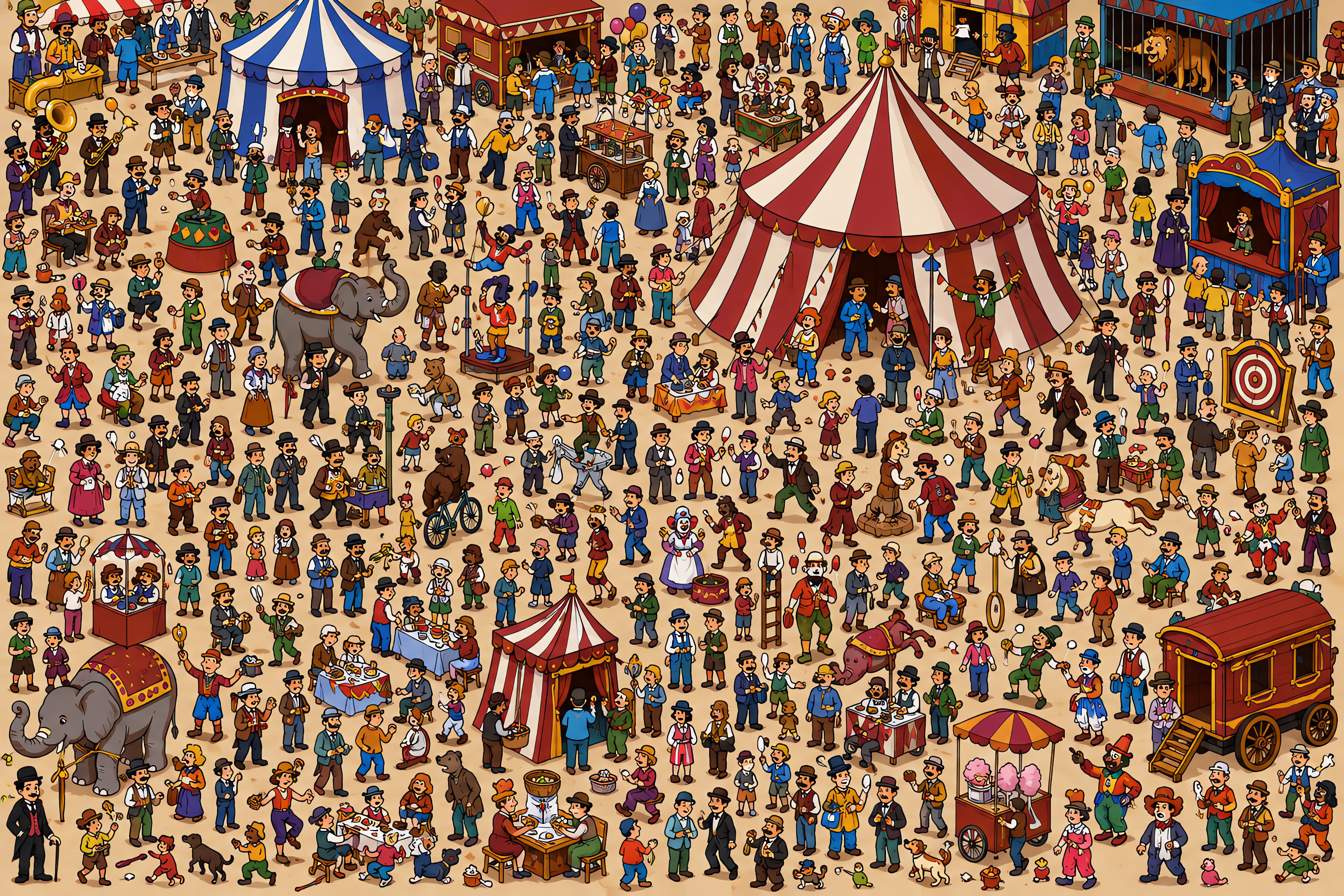 Illustrated crowd scene for Chaplin · Circus · Variation 2